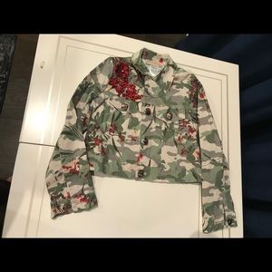 Brand New Girls Pamilla Camo Army Jacket Embroidered Embellished